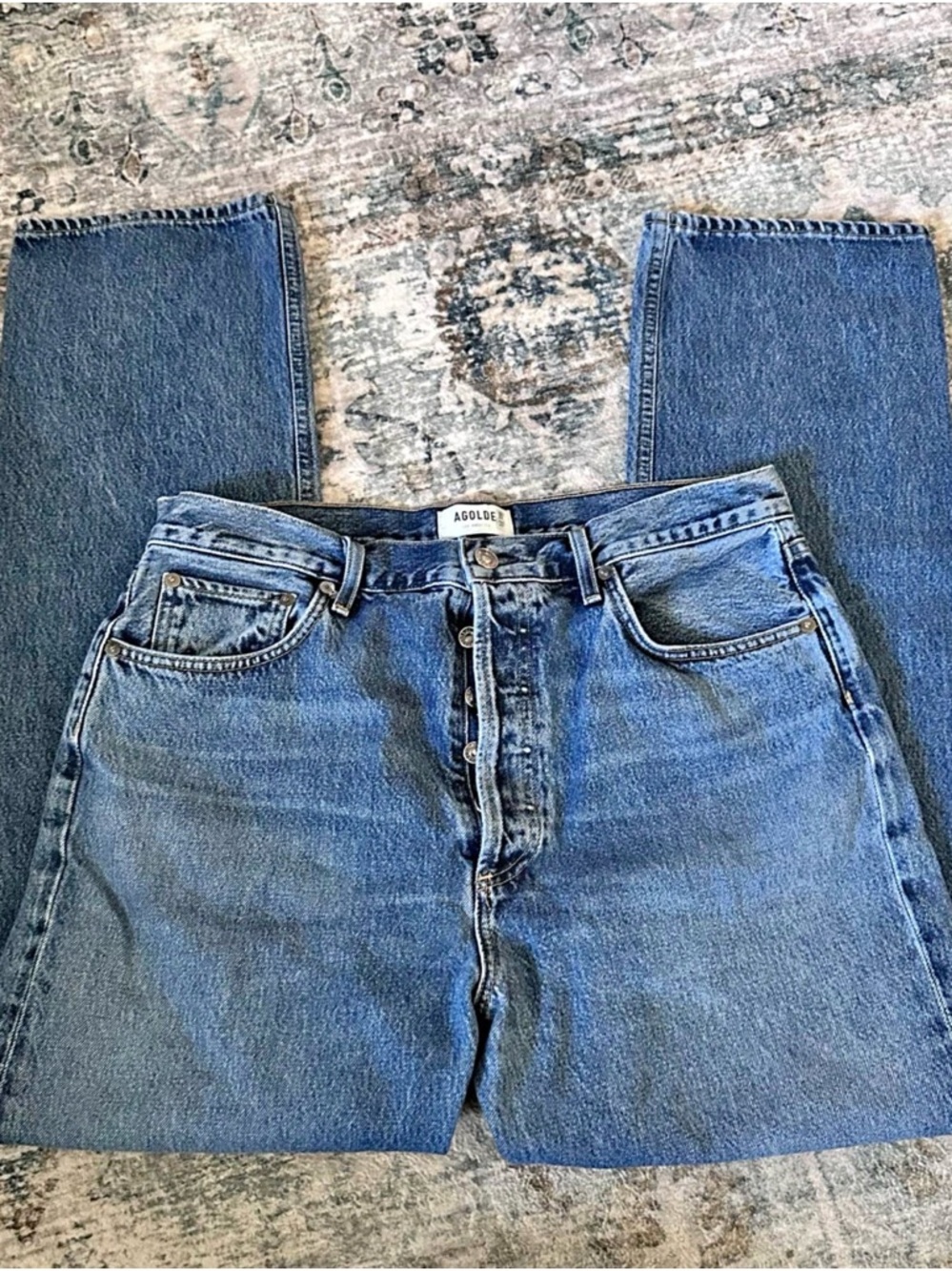 Agolde Women's Blue High-Rise Straight Jeans